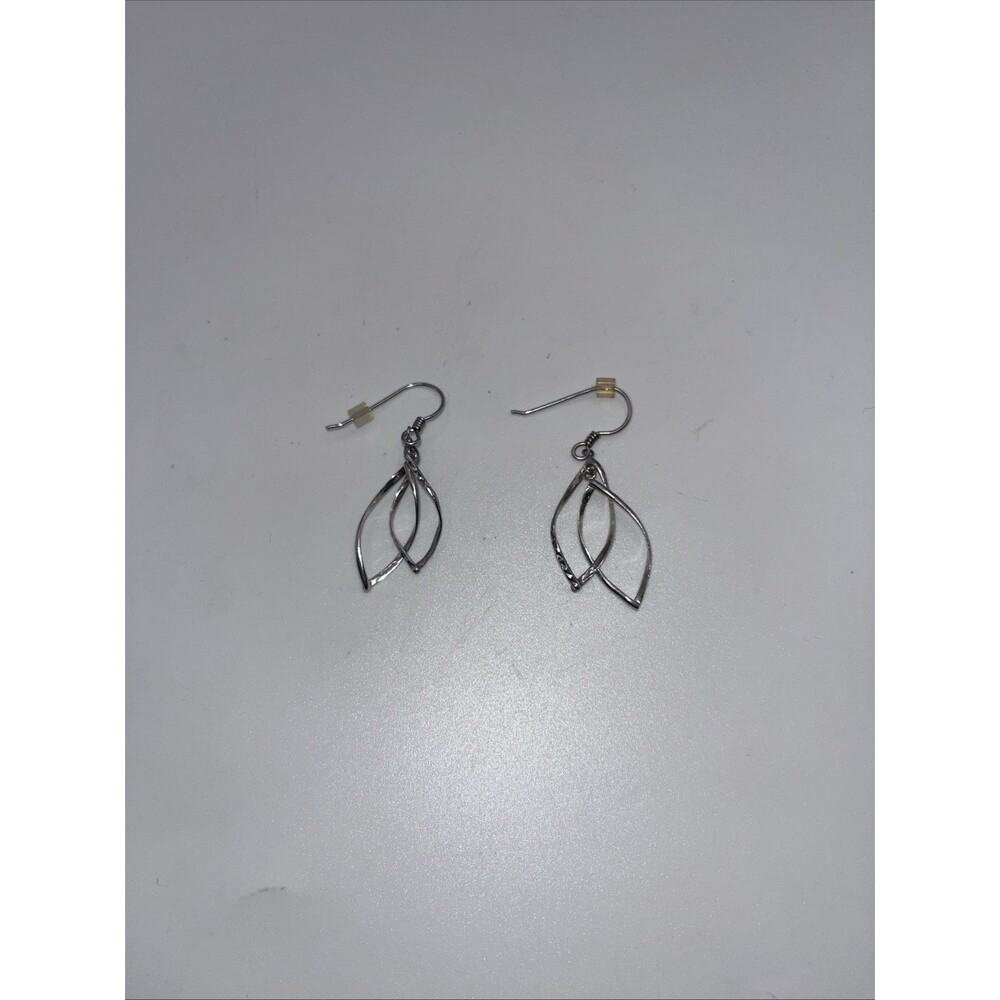 THAILAND 925 STERLING SILVER MA DIAMOND CUT TWISTED OVAL EARRIINGS
